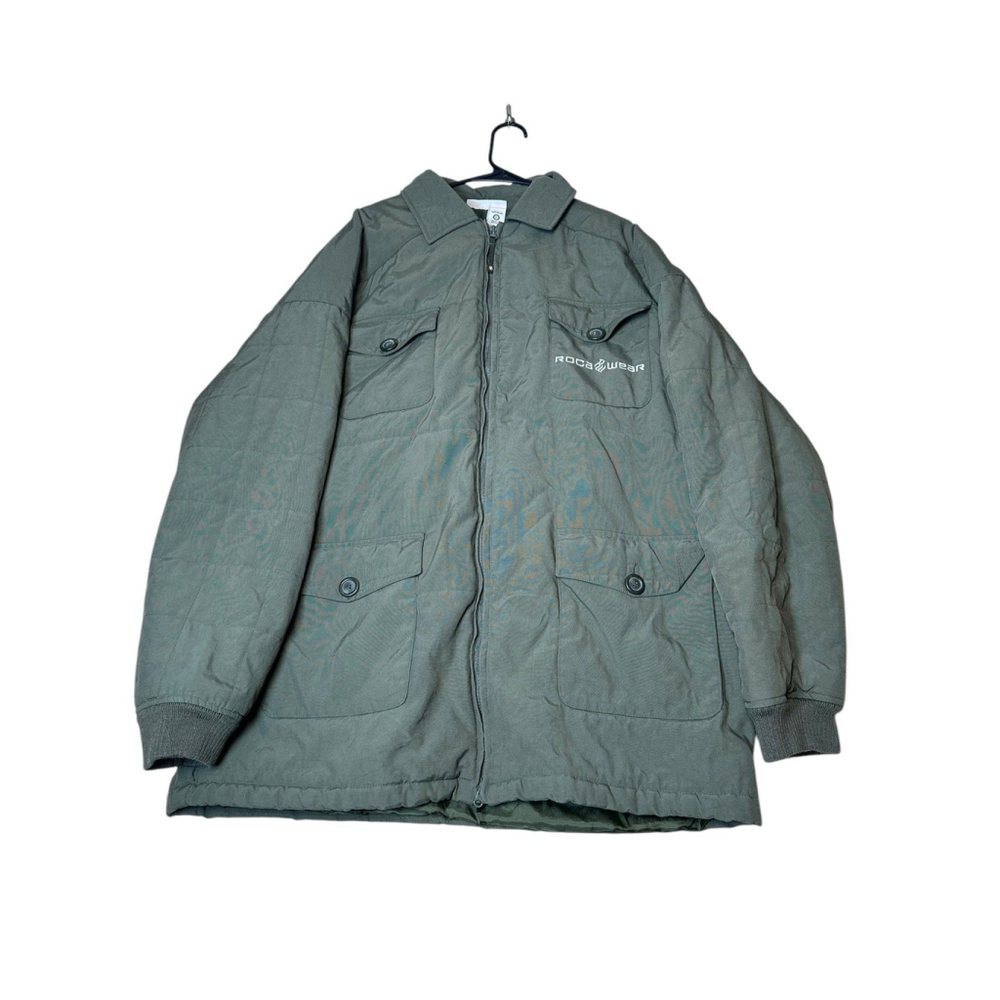 Rocawear Men's‎ Green Military Style Long Heavy Winter Jacket LARGE